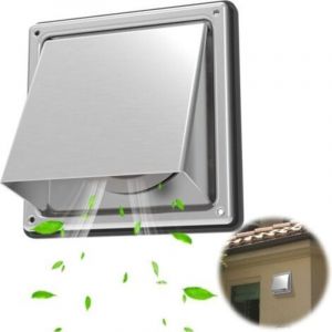 Sortie d'air Carr&eacute;e Mobile 100mm Couvercle de Ventilation D'extracteur de Sortie de Hotte Murale Ext&eacute;rieure en Acier Inoxydable avec Persiennes