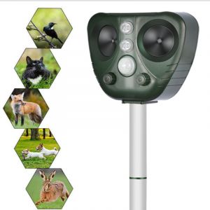 Ahlsen Répulsif à ultrasons pour Chats, Animaux Sauvages - Répulsif pour Chat et Chien avec détecteur de Mouvement et lumières Clignotantes à