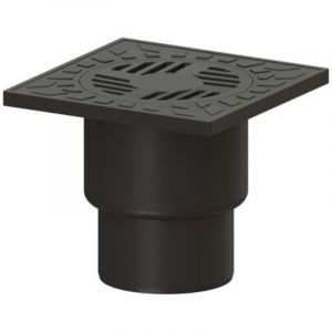 Kessel - Siphon de jardin alrondo DN100 d110, en plastique, avec sortie verticale, avec siphon intégré, avec couvercle carré en plastique 200x200mm