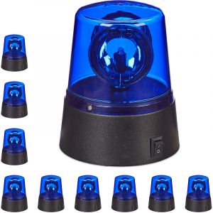 Lumière bleue LED, lot 10, gyrophare avec réflecteur pivotant, éclairage de fêtes,avec batteries, bleue