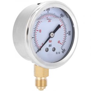 Manom&egrave;tre &agrave; Vide Rempli d'huile Radial 40bar 1/4BSP Y60, 0,40 Bar, 0,600 Psi, Manom&egrave;tre de Haute Pr&eacute;cision avec Conception Remplie d'huile pour les