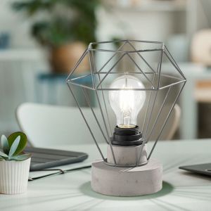 Etc-shop - Lampe de chevet lampe de table en fil de fer Lampe de chevet r&eacute;tro r&eacute;tro vintage, en c&eacute;ramique en forme de losange gris, 1x E27, DxH 16,5
