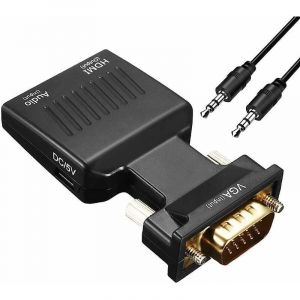Ontway - Adaptateur vga vers hdmi 1080P vga M&acirc;le vers hdmi Femelle Convertisseur avec Audio C&acirc;ble et C&acirc;ble de Recharge usb pour pc hdtc Ordinateur