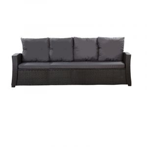 Coussins de chaise de jardin 2 pcs Coussin d'assise 56x52x7+56x50 noir Coussins pour salon de jardin Coussins de fauteuil en rotin - black