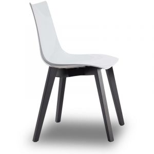 Chaise design avec pieds bois wengé - natural zebra Antishock blanche - Vendu à l'unité - déco originale - Blanc