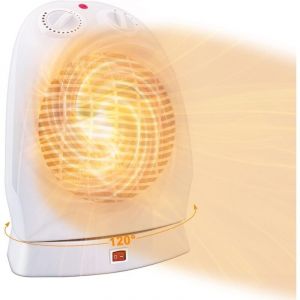 Radiateur Soufflant 2000W, Portabilité Chauffage Electrique Oscillant à 120° Avec 2 Niveaux de Chauffage, Thermostat Réglable Corps de Chauffe en