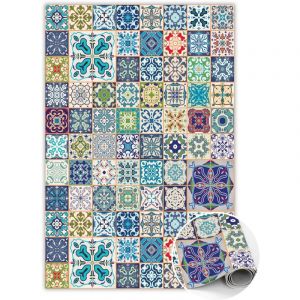 Tulup - Tapis Vinyl pvc Antid&eacute;rapant pour Chambre et Cuisine - Mod&egrave;le portugais - 80x120 cm