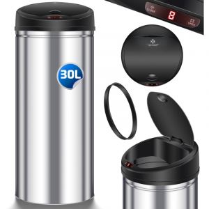 KESSER&reg; Automatic Sensor Poubelle Poubelle &agrave; d&eacute;chets Corbeille &agrave; papier en INOX 30 litres ARGENT