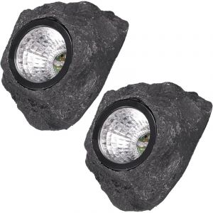 2pi&egrave;ces Lampe Solaire Ext&eacute;rieur Pierre Artificielle D&eacute;cor De Jardin