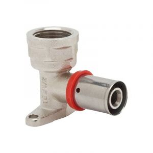 Suinga - Coude femelle avec support 3/4'' pour tube multicouche 20 mm, à utiliser avec sertisseuse, gris