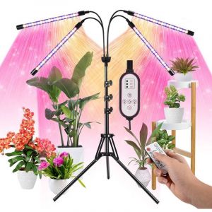 Lampe de Plante, Lampe de Croissance avec Tr&eacute;pied, 80 LEDs Plant Lampe Horticole Croissance Floraison 4 T&ecirc;tes Lampe Croissance Spectre Complet, avec