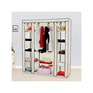 Lunsy - 69'Armoire de Rangement en Tissu, Penderie avec Housse,non tissé Facile et rapide à assembler Très solide et durable Beige