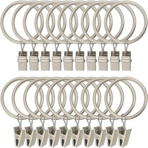 30 Pièces Anneaux de Rideaux, Métal Pince Rideau Anneaux Rideaux avec Pince, Robuste Pince pour Rideaux Anneau Rideau Antirouille Anneaux pour