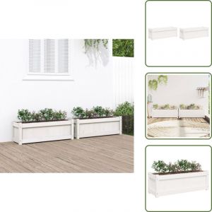 Jardini&egrave;res 2 pcs blanc bois de pin massif - Jardiniere Bois - Jardinerie - Pots De Fleurs Exterieur - Decoration Jardin - Balcon