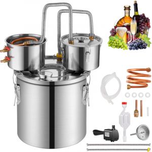 Mophorn - Alambic à alcool, distillateur d'eau-alcool en acier inoxydable de 19 l avec serpentin en cuivre pour un refroidissement rapide. Kit de