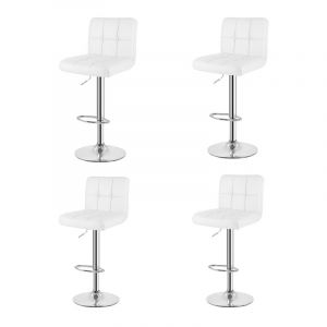 Chaise de bar assise 55 à 75 cm - Tabouret bar lot 4 cuir Wowttrelax Chaise cuisine - tabouret ilot - Blanc