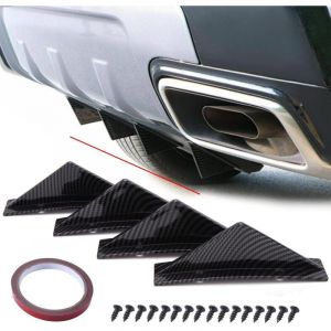 4 Pièces Aileron de Pare-chocs Arrière de Voiture Universel Fibre de Carbone Auto Pare-chocs Arrière Lèvre Diffuseur Spoiler de Requin Arrière Forme