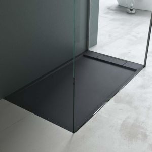 Mai&mai - Receveur de Douche Bac &agrave; Douche Gris-Noir en R&eacute;sine Marbre Artificielle 80x140x4cm G&eacute;o4