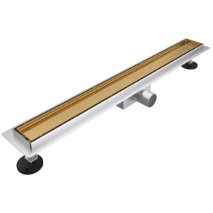 Fortifura Galeria Caniveau de douche - 200cm - grille &agrave; carreler - avec bride de sol - Laiton bross&eacute;