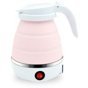 (Blanc, Bleu, Rose)Bouilloire &eacute;lectrique - Mini bouilloire portable en acier inoxydable et silicone - 600ml - Rose
