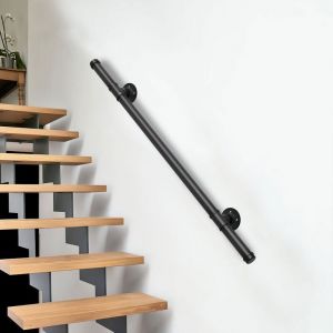 SWANEW Rampe Escalier Main Courante Rampe d'escalier Antidérapante Métal Acier Galvanisé Fonte pour Intérieur Extérieur 100cm