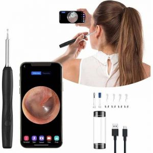 Otoscope Oreille Endoscope Cam&eacute;ra Oreille 4MP HD 3.6mm Kit de Nettoyage d'Oreille avec 6 Lumi&egrave;re LED Ear Cleaner 1600P WIFI Endoscope Oreille