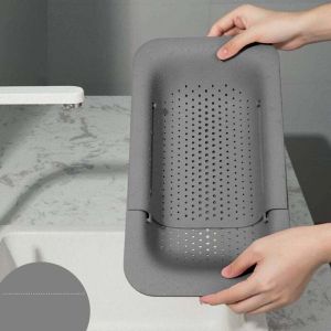 Plateau d'&eacute;vier extensible - &Eacute;gouttoir de cuisine r&eacute;glable - &Eacute;gouttoir &agrave; nouilles pour &eacute;vier - Aide &agrave; l'&eacute;gouttage des p&acirc;tes, l&eacute;gumes et fruits,