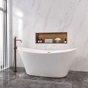 Baignoire &icirc;lot ovale blanc en acrylique 150x72x65cm ,Aica Sanitaire