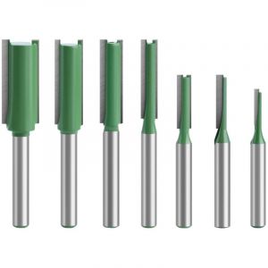 7 Pcs Fraise Droite &agrave; Queue 6 mm, Defonceuse Pour Bois, Carbure de Tungst&egrave;ne, Outil de Travail, Routeur &agrave; Simple Double Fl&ucirc;te, 3mm 4mm 5mm 6mm 8mm
