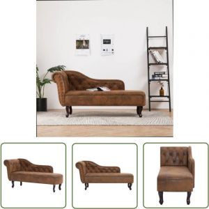 The Living Store - Chaise longue Marron Similicuir daim - Chaises Longues - Fauteuil Relax - Mobilier Salon - Chaise Lounge Cuir - Canap&eacute; Lit