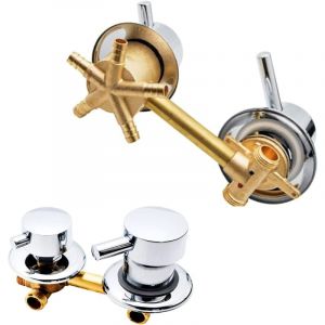 Paryou - Mitigeur Cabine De Douche,5 Voies Sortie D'eau Filetage/intubation,Entraxe 10Cm/12,5Cm Mitigeur Laiton Salle De Bain Poli Douche Robinet
