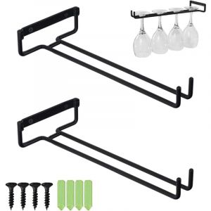 Aiperq - Support de Verre à Vin Lot de 2 Porte-Verres Suspendu Support de Verres à Pied Accroche-Verres pour Étagère Support de Verre Suspendu