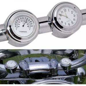 2 pcs (temps de blanchiment + temp&eacute;rature de blanchiment)Montre De Moto Horloge Thermom&egrave;tre Moto 22-25MM Montage sur Guidon Cadran Horloge Montre