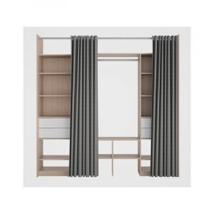 Kit dressing duo effet ch&ecirc;ne avec rideau H.220 x l.163 &agrave; 220 x P.48 cm - Sans Marque