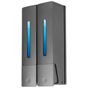 Distributeur de savon mural, 2 x 400 ml, sans per&ccedil;age, distributeur de liquide vaisselle pour lavabo, distributeur de gel douche, distributeur de