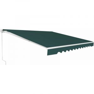 Store Banne Rétractable Manuel en Alu avec Manivelle, Auvent en Polyester avec Angle Réglable 5-35° pour Balcon, Fenêtre, Terrasse (3,6 x 3 m, Vert)