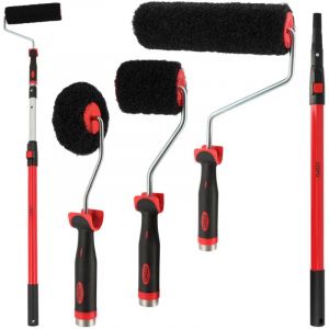 Kit rouleaux enduit - Rouleaux 22cm et 8cm - Rouleau d'angle - Perche t&eacute;lescopique de 70 &agrave; 120 cm - Application rapide et facile