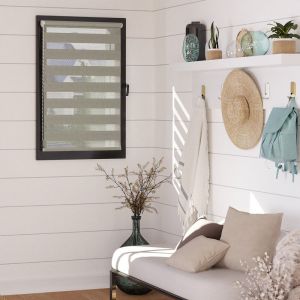 Madecostore - Store enrouleur jour nuit pr&ecirc;t-&agrave;-poser sans percer h190cm - Taupe - L120 x H190cm