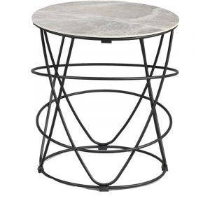 M&s - Bout de canapé rond 44 cm avec plateau en céramique grise