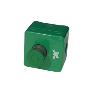 Boite 1 bouton vert 'coup de poing vert' à accrochage - Geba