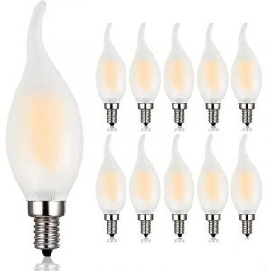 Jalleria - Ampoule led E14 &agrave; Filament Dimmable, Lot de 10 Ampoules Flamme, 4 Watts Consomm&eacute;s Equivalence Incandescence 40W, 2700K Blanc Chaud et