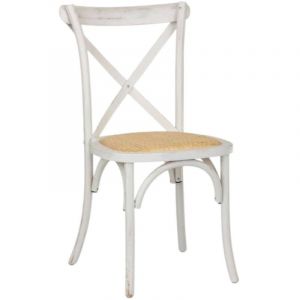 Ws Design - Chaise en bois dossier croisé blanc antique Pub Pompei