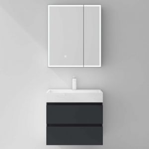 Mai&mai - Armoire de Toilette avec &Eacute;clairage led Armoire Suspendue de Salle de Bain avec Miroir Armoire Miroir Mural 60x15x70 cm Anthracite Mat