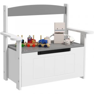 Coffre à jouets pour enfants 2 en 1 et banc avec dossier et accoudoirs - vérin pneumatique 68,5L x 34l x 58H cm