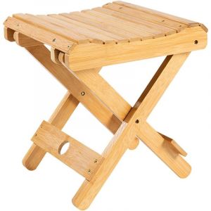 Tabouret pliable en bois pour la maison - Si&egrave;ge de douche enti&egrave;rement assembl&eacute; - Chaise de bain spa en bambou pour salle de bain, rasage, douche,
