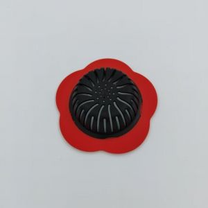 Filtre d'&eacute;vier de cuisine en silicone, filtre d'&eacute;vier en plastique facile &agrave; nettoyer (rouge)