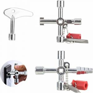 Cl&eacute; Multifonction 3 Pcs 4 Voies Cl&eacute; Triangle Clef Passe Partout, Cl&eacute; en Croix Universelle pour Compteur Eau Radiateurs Compteurs Gaz Ascenseurs