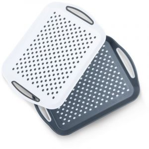 Ensemble de 2 plateaux - Plateau de service antidérapant avec poignées, idéal pour préparer des repas, du thé ou un petit-déjeuner au lit - Plateau