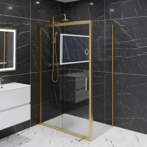 Cuisibane - Paroi de douche d'angle porte coulissante + retour fixe goldy 120 cm x 80 cm