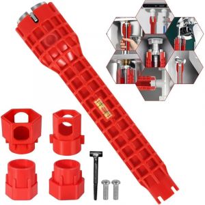 Clé multifonction 14 en 1 pour évier, outil d'installation de robinetterie et de retrait d'écrous d'évier, clé à tuyau unidirectionnelle pour espaces